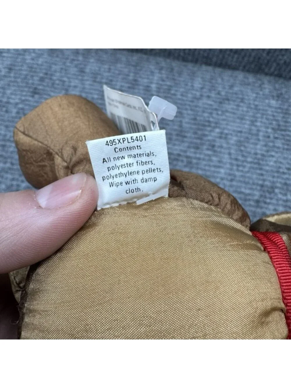 Vintage Hallmark Rodney Reindeer Nylon Plush Puffalump Style Stuffed Red Bow 90s